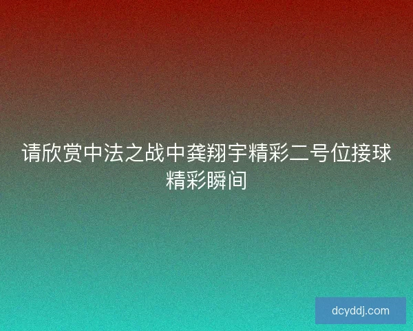 请欣赏中法之战中龚翔宇精彩二号位接球精彩瞬间